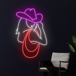 Cowgirl Neon Sign, Cowboy Girl Led Light, Cowboy Neon Light, Western Led Sign, Country Living Room Wall Decor, Cowboy Hat Woman Neon Light
