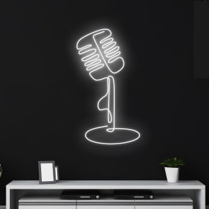 Custom Microphone Led Sign, Micro Neon Light, Mic Neon Sign, Podcast Led Light, Music Band Show Room Wall Decor, Record Studio Karaoke Light