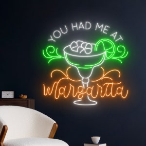 You Had Me At Margarita Neon Sign, Margaritas LED Light, Margarita Neon Light, Cocktail Led Sign, Club Room Wall Decor, Bar Pub Neon Light