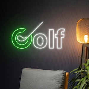 Sinal de néon de golfe personalizado, luz LED de golfista, sinal de LED de golfe, luz de néon de bola de golfe, decoração de arte de parede de sala de fã de esporte, luz de néon de clube de golfe