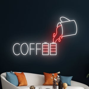 Coffee Neon Sign, Coffee Cup Neon Light, Cafe LED Light, Tea Cup Led Sign, Drink Shop Store Wall Art Room Decor, Drinking Coffee Neon Light