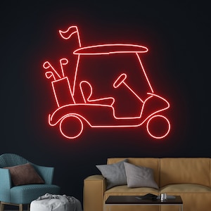 Znak neonowy wózka golfowego, światło LED golfisty, znak LED golfa, światło neonowe wózka golfowego, dekoracja ścienna pokoju klubu sportowego, światło neonowe gracza, znak LED gry