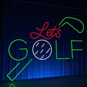 Let&#39;s Golf Neon Sign personalizado, luz LED para golfista, letreiro LED para golfe, luz neon para bola de golfe, decoração de arte de parede para sala de clube esportivo, luz neon para clube de golfe