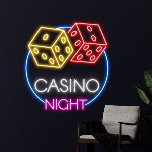 Casino Night Neon Sign, Casino Night Led Light, Casino Neon Light, Casino Led Sign, Lucky Game Room Wall Decor, Dice Poker Studio Neon Light