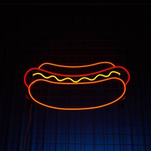 Custom Hot Dog Neon Sign, Hot Dog LED Sign, Personalized Sausage Neon Light, Fast Food LED Light, Kid Room Wall Art, Street Food Decoration