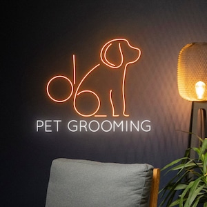 Insegna a LED per toelettatura animali, Insegna al neon per toelettatura animali, Luce a LED per salone per animali, Luce al neon per cani, Decorazione artistica da parete per camera d&#39;albergo per animali, Luce al neon per servizio animali