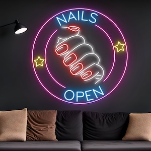 Custom Woman Nail Neon Sign, Gepersonaliseerde Nail Salon LED Light, Lady Nail Neon Light, Lady Hand LED Sign, Woman Line Art, Beauty Studio Decor