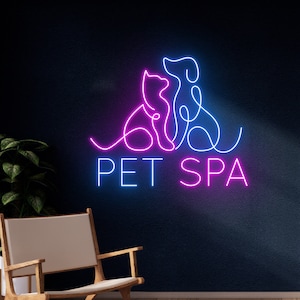 Pet Spa Cat Dog Led Sign, Dog Cat Pet Service Neon Sign, Pet Shop Led Light, Animal Neon Light, Pet Hotel Room Wall Decor, Grooming Led Sign
