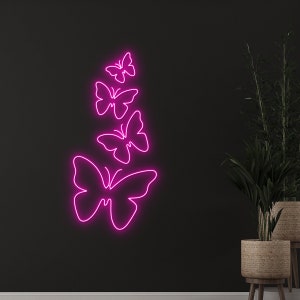 Butterflies Neon Sign, Butterfly Neon Light, Butterfly Led Light, Butterflies Led Sign, Custom Girl Line Room Wall Decor, Personalized Gifts