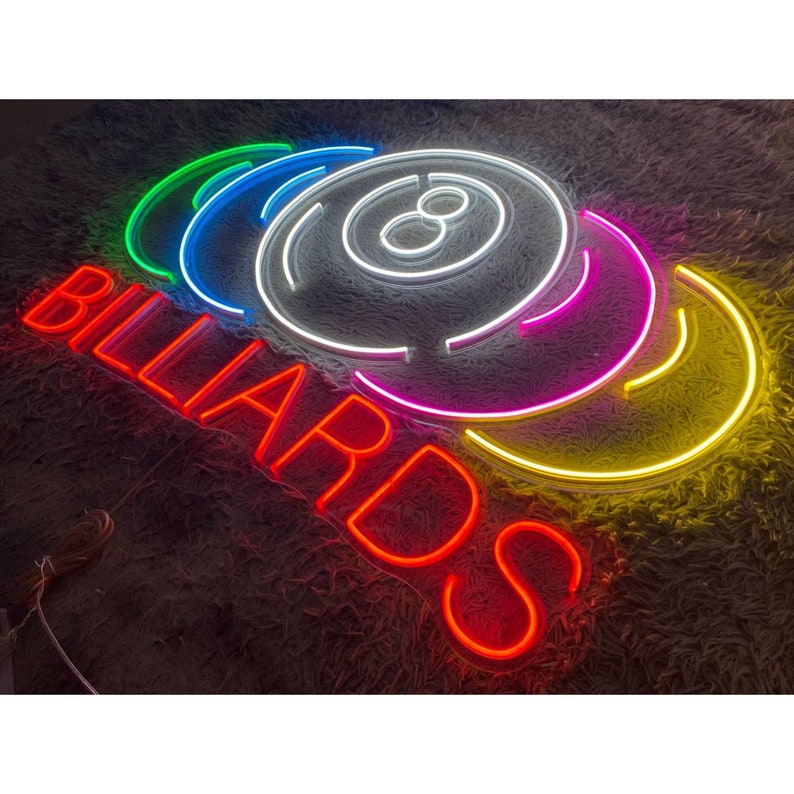 8 Ball Billiards Led Sign, Billiards Neon Sign, Wall Decor, 8 Ball Neon ...