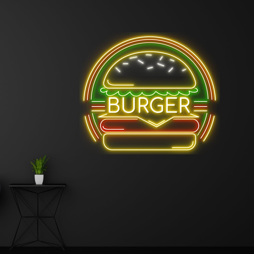 Burger Neon Sign, Burger Neon Light, Burger Led Light, Fast Food Led