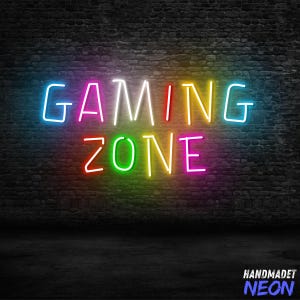 Neonbord gamingzone, game led neonlicht, aangepast neonbord, muurdecoratie gamerkamer, gamercadeau, decor mancave, videogamekunst aan de muur