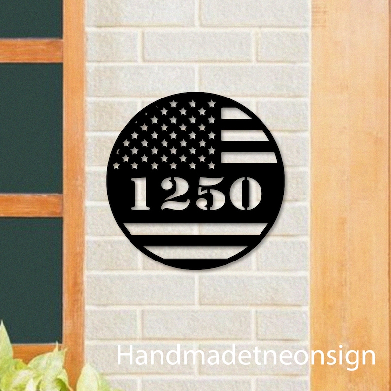 Personalized American Flag Metal House Number Sign - Etsy