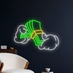 Hand Holding Money Dollar Neon Light, Money Dollar Neon Sign, Money ...