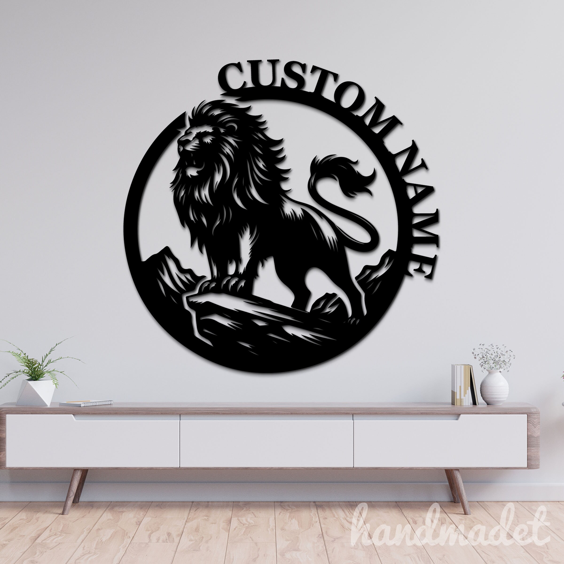 Lion Building Sign Personalized Lion Metal Wall Sign, Lion Metal Wall Light, Animal Led ...