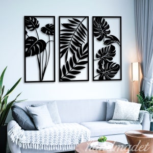 Monstera Leaf Wall Art, Tropical Leaf Wall Decor, Set 3 of Monstera ...