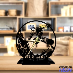 Custom Snowboard Tabletop Metal Clock Snowboard Office Desktop Clock, Snowboard Desk Circle Clock, Sport Bookshelf Decor, Clock Home Decor
