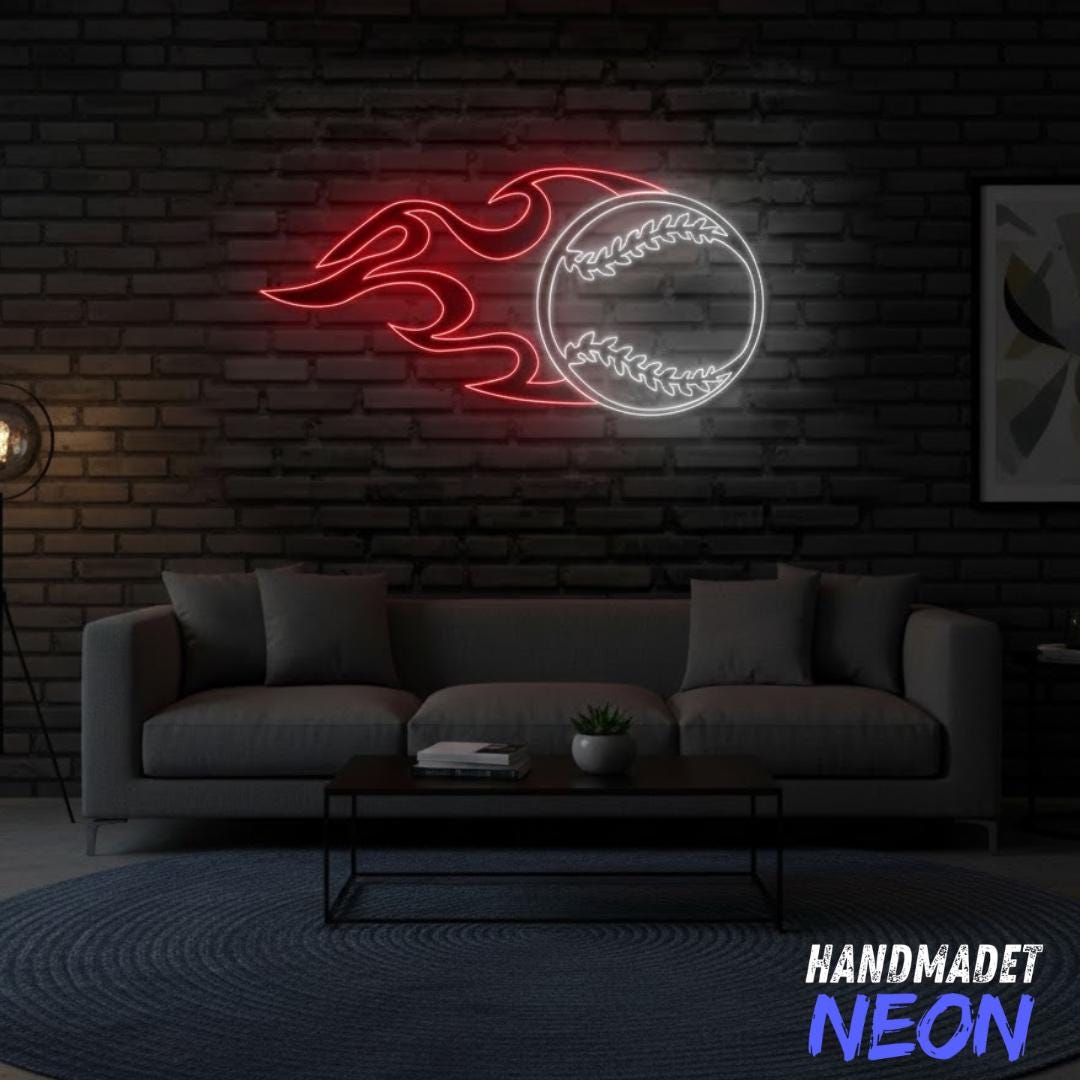 Baseball Led Sign, Baseball Neon Sign, Wall Decor, Baseballs Neon Sign ...