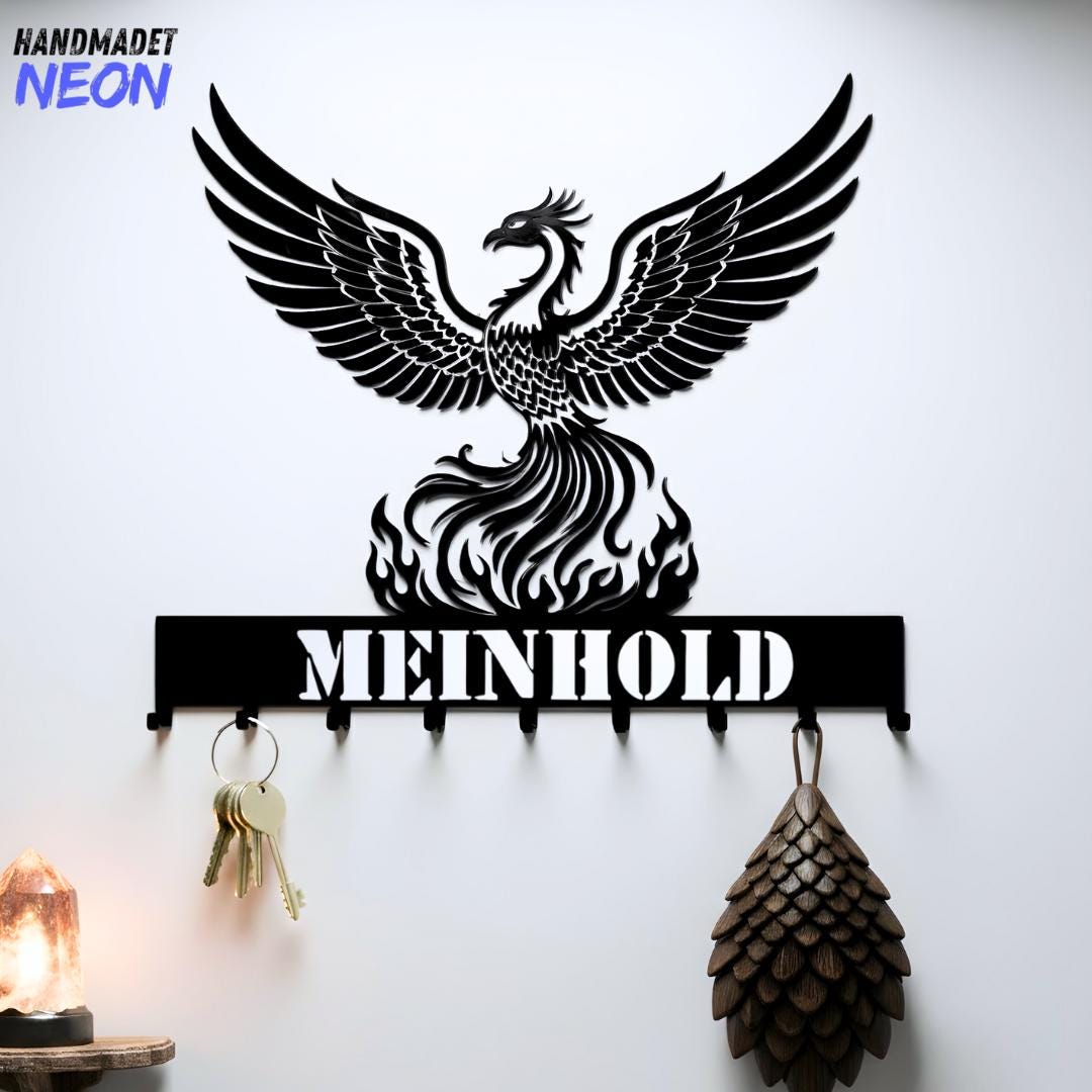 Phoenix Metal Key Holder: Firebird Wall Coat Rack, Unique Wall Hanger ...