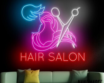 Insegna al neon aperta per parrucchiere, insegna a LED per parrucchiere, luce al neon per capelli, luce a LED per studio di parrucchieri, decorazione da parete per salone di bellezza, decorazione da parete per casa