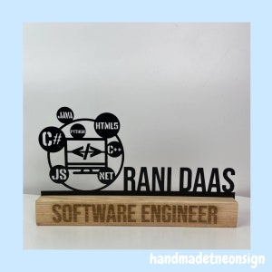 Custom Software Engineer Desk Name Plate, Software Engineer Metal Nameplate For Desk, Desk Nameplate, Office Decor, IT Desk Name Plate