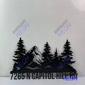 Letrero de metal con número de casa de montaña personalizado, letrero de pared de metal con número de casa de bosque, letrero de dirección de casa para exteriores, decoración de dirección de casa