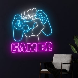 Gamer Neon Sign, Game Controller Led Sign, Game Player Led Light ...