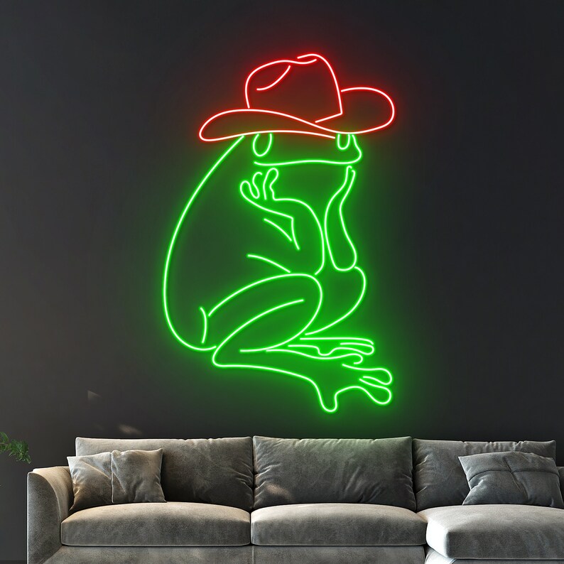Cowboy Frog Neon Light, Cowboy Hat Frog Led Light, Toad Led Sign ...