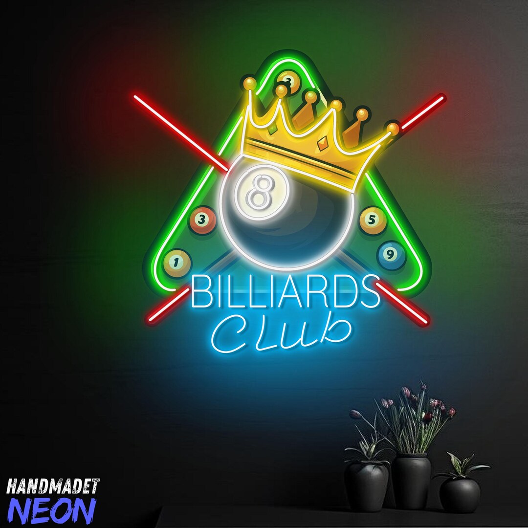 Billiards Neon Sign, Pool Room Led Light, Custom Neon Sign, Pool Hall ...