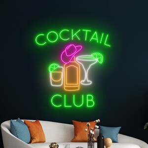 Cocktails Club Neon Sign, Cocktails Clu LED Light, Cocktails Logo Neon Light, Cocktail Led Sign, Club Room Wall Decor, Bar Neon Light