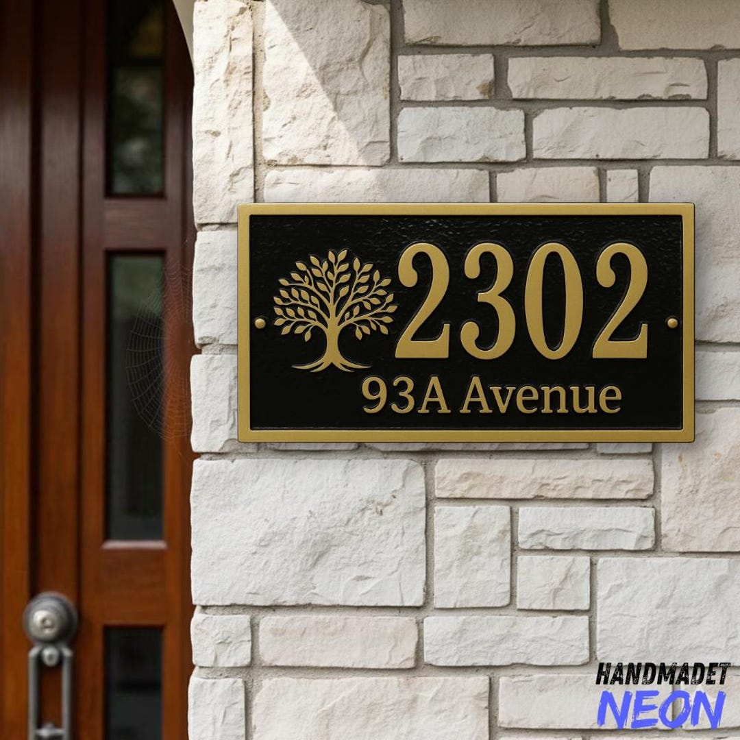 Tree Address Personalized Tree Address Plaque, Custom House Number Sign, Address ...