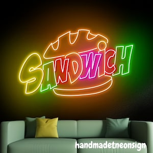 Sandwich Neon Sign, Sandwich Led Sign, Sandwiches Neon Light, Sandwiches Store Led Light, Sandwich Bakery Wall Art, Restaurant Wall Decor