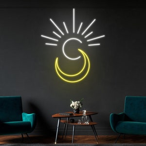 Sun and Moon Led Sign,  Sun and Moon Neon Sign, Wall Decor, Sun Moon Neon Sign, Custom Neon Sign, Shop Led Sign, Best Gifts, Decor Led Signs