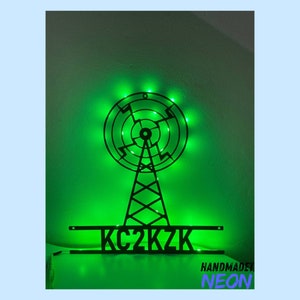 Insegna in metallo personalizzata per radio amatoriale, luce in metallo per radio amatoriale, luce a LED per radio amatoriale, decorazione da parete per stanza per radio amatoriale, decorazione da parete per casa, regalo per papà