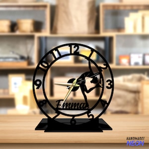 Custom Ice Skating Tabletop Metal Clock, Ice Skating Office Desktop Clock, Sport Desk Circle Clock, Clock Bookshelf Decor, Clock Home Decor