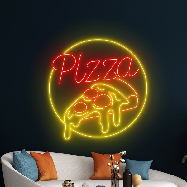 Letrero de neón para restaurante de pizza, luz de neón para pizza, luz LED para pizza, letrero LED para pizza, decoración de pared de sala de comida italiana, luz de neón para restaurante