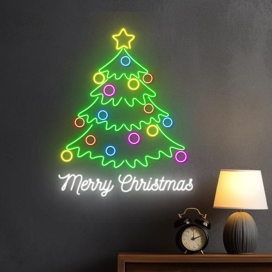 Merry Christmas Tree Neon Sign Christmas Tree Led Sign Etsy