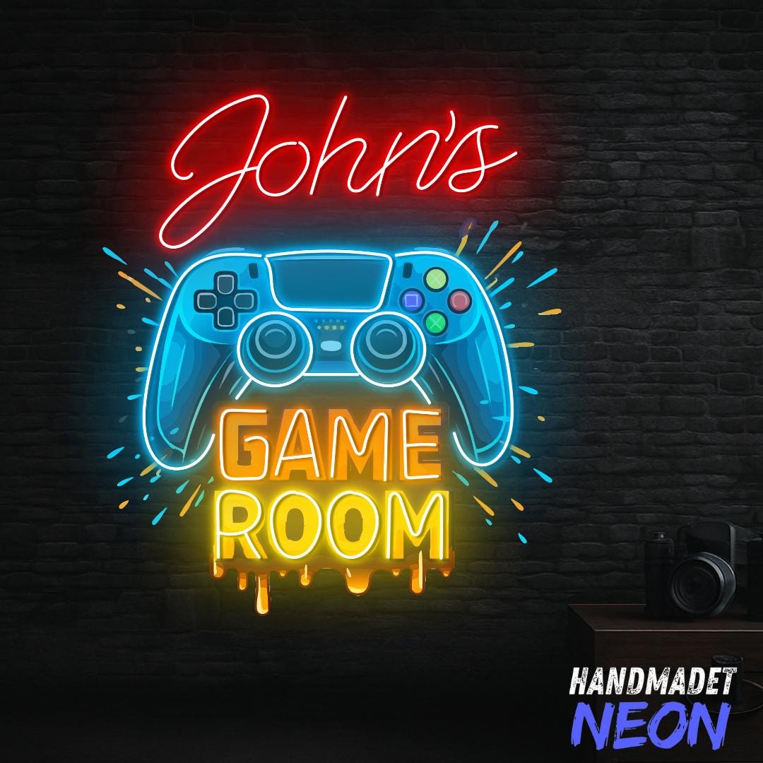 Contoler Neon Sign Personalized Name Game Controller Neon Sign, Game Room Led Light ...