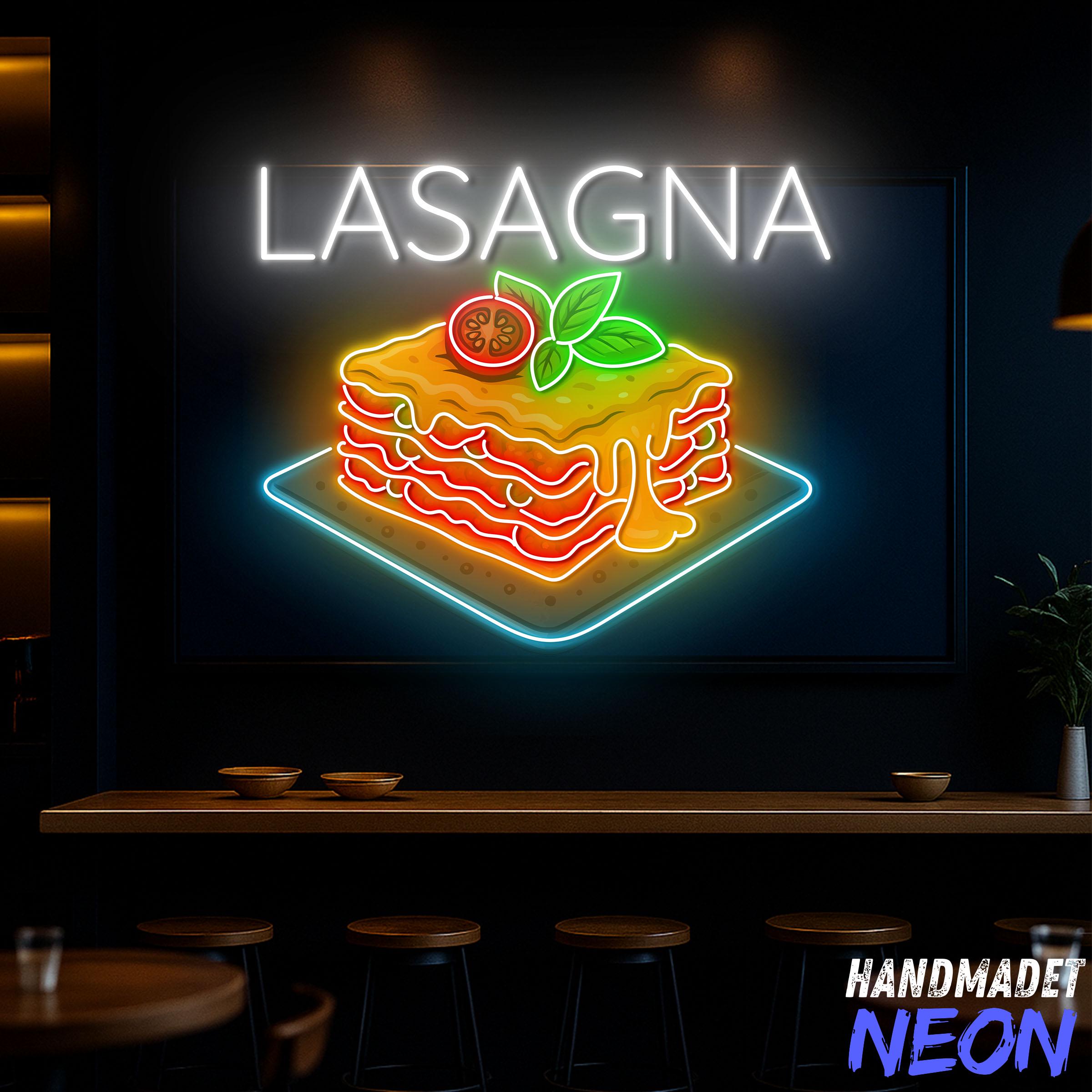 Lasagna Neon Sign for Italia Restaurant Wall Decor, Italia Food