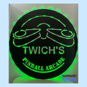 Pinball Metal Wall Art LED Light, Arcade Metal Sign, Custom Name Sign, Game Led Sign, Pinball Lovers, Game Room Decor, Man Cave Sign