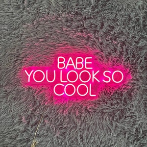 Babe You Look So Cool Neon Sign | Custom LED Wall Decor for Home & Bar | Skull Neon Lights | Unique Neon Art | Eye-catching neon
