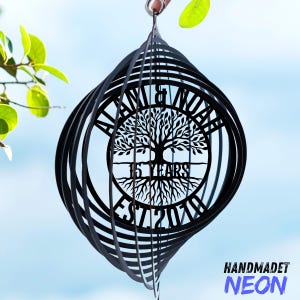 Personalized 15th Anniversary Wind Spinner: Custom Tree, Outdoor Garden Decor