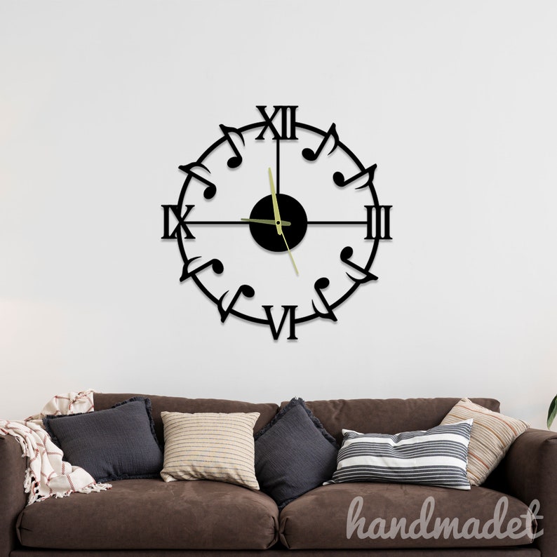 Music Wall Clock Unique, Music Note Round Wall Clock, Music Note ...