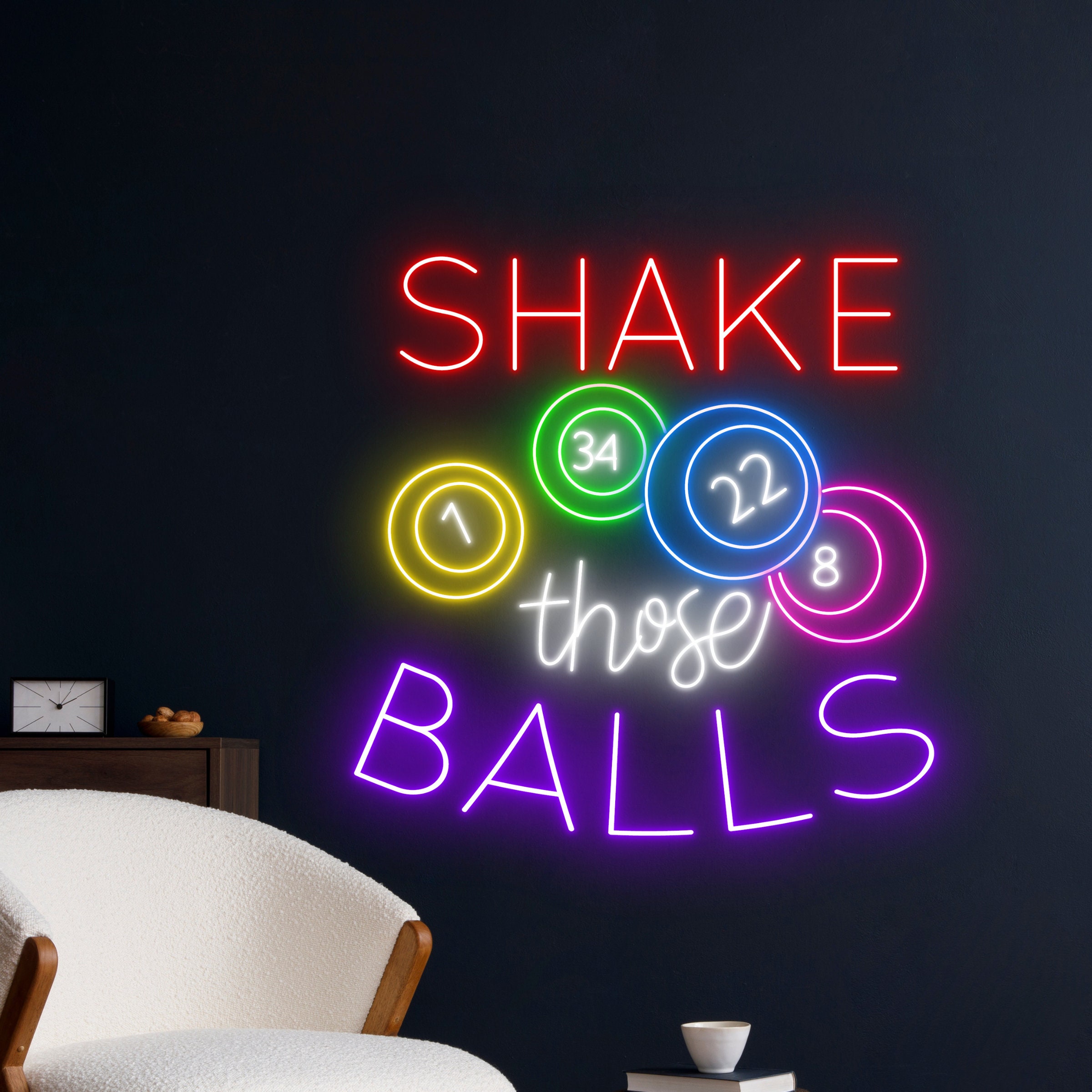 Shake Those Balls Neon Sign, Bingo Led Light, Bingo Game Led Sign, Game ...