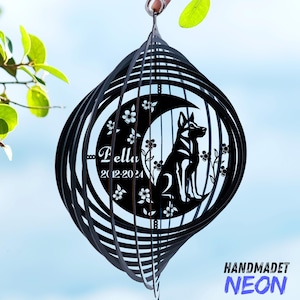 German Shepherd Metal Wind Spinner, Custom Pet Lover Garden Kinetic Spinner Decor, Dog Outdoor Hanging Yard Art, Garden Decor