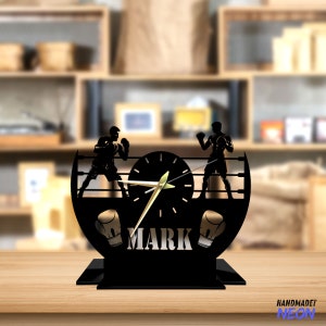 Custom Boxing Tabletop Metal Clock, Boxer Office Desktop Clock, Boxing Sport Desk Circle Clock, Clock Bookshelf Decor, Clock Home Decor