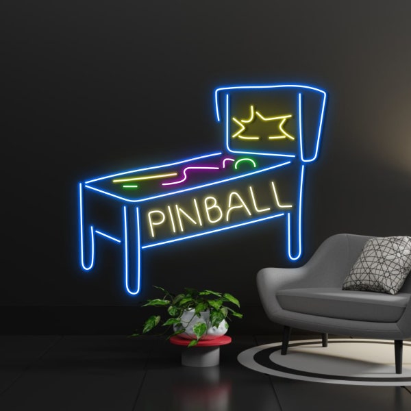 Pinball Machine Neon Sign, Pinball Neon Sign, Pinball Neon Lights, Game Room Led Lights, Custom Neon Signs, Arcade Decor, Wall Art Decor