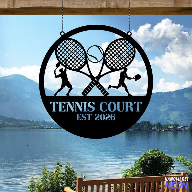 Custom Tennis Court Outdoor Metal Sign, Tennis Player Wall Art, Tennis ...