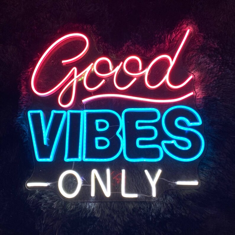Good Vibes Led Sign Good Vibes Neon Sign Wall Decor Bar Etsy