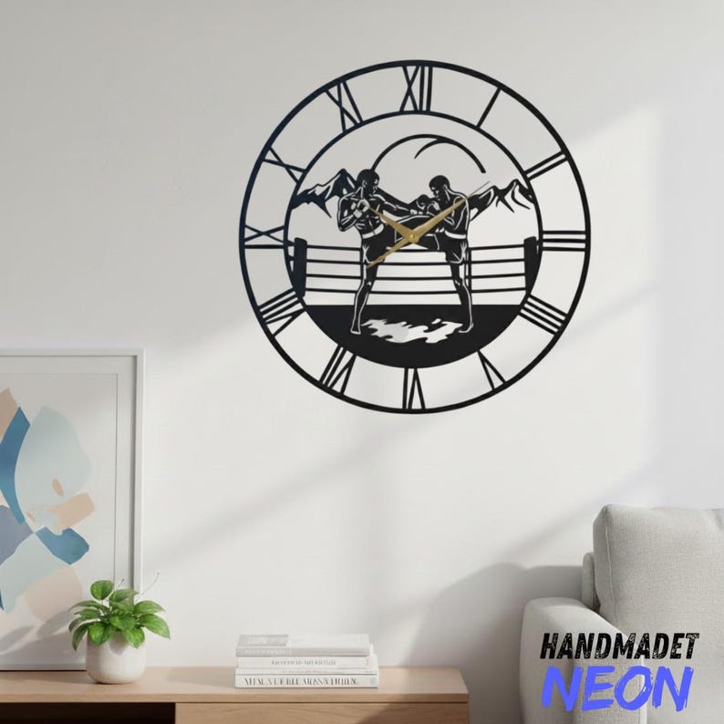 Kickboxing Clock Personalized Muay Thai Metal Wall Clock, Custom Kickboxing Wall Clock ...